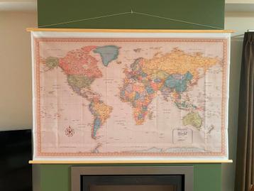 Prachtige Wereldkaart - Landkaart - Schoolplaat - Groot !!