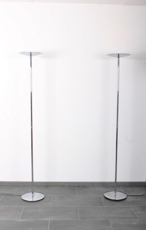 Set van 2 vintage Fase Halogeen Uplighters, Huis en Inrichting, Lampen | Vloerlampen, Gebruikt, 150 tot 200 cm, Metaal, Ophalen of Verzenden