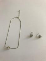Collier et boucles d'oreilles assortis, Bijoux, Sacs & Beauté, Colliers, Enlèvement ou Envoi, Comme neuf, Argent, Avec strass