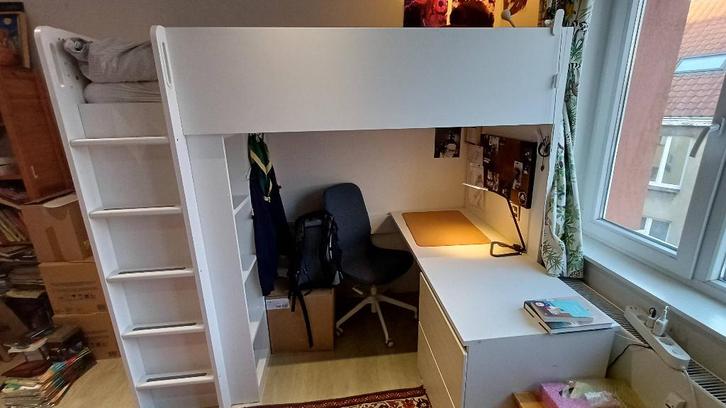 Lit mezzanine SMÅSTAD, Maison & Meubles, Chambre à coucher | Lits, Comme neuf, Une personne, 90 cm, 200 cm, Bois, Blanc, Enlèvement