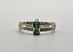 Gouden Vintage ring edelsteen smaragd en diamanten. 2024/78, Handtassen en Accessoires, Antieke sieraden, Goud, Met edelsteen