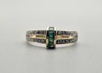 Gouden Vintage ring edelsteen smaragd en diamanten. 2024/78, Handtassen en Accessoires, Antieke sieraden, Ophalen of Verzenden