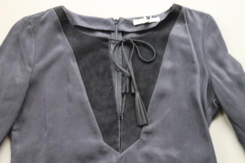 Ongedr diepzwarte tuniek Maje, deels suede, mt 1, Kleding | Dames, Blouses en Tunieken, Nieuw, Maat 36 (S), Zwart, Verzenden