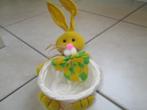 Lapin de Pâques avec panier en osier, Diversen, Pasen, Ophalen of Verzenden, Zo goed als nieuw