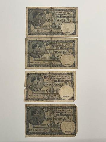 Lot: 4 biljetten van 5 francs BELGIË beschikbaar voor biedingen
