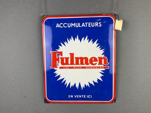 Origineel oud Fulmen accu’s Emaille reclamebord 31X38cm 1960, Collections, Marques & Objets publicitaires, Utilisé, Panneau publicitaire