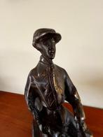 Massief bronzen beeld – Jockey te paard beeld 1, Antiek en Kunst, Ophalen, Brons
