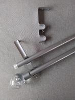 2 x dubbele gordijnroedes met afdekknop, Huis en Inrichting, Ophalen, Zo goed als nieuw, 200 cm of meer, Grijs