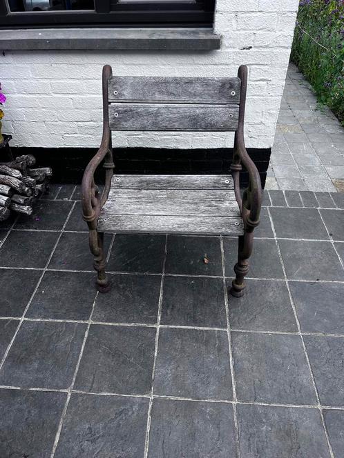 2 robuuste tuinbanken met gietijzeren frame, Tuin en Terras, Tuinbanken, Ophalen