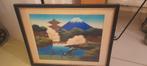 Japanse schilderkunst, ingelijste afbeelding van de berg Fuj, Antiek en Kunst, Ophalen