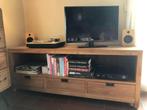 Tv meubel in massief tropisch hardhout, Ophalen, Gebruikt, 150 tot 200 cm, Minder dan 100 cm