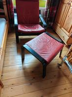 Lederen zetel IKEA en voetensteun, Antiek en Kunst, Ophalen