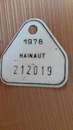 plaque de velo hainaut 1978, Collections, Enlèvement ou Envoi, Utilisé