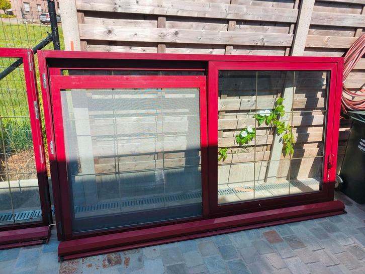 Aluminium raam en schuifraam, Doe-het-zelf en Bouw, Raamkozijnen en Schuifdeuren, Gebruikt, Aluminium, Ophalen