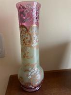 Vase en verre émaillé de Bohême Art Nouveau 41 cm, Antiquités & Art, Enlèvement