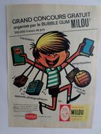Tintin - publicité papier bubble gum Milou - 1964, Verzamelen, Ophalen of Verzenden, Kuifje, Gebruikt, Overige typen