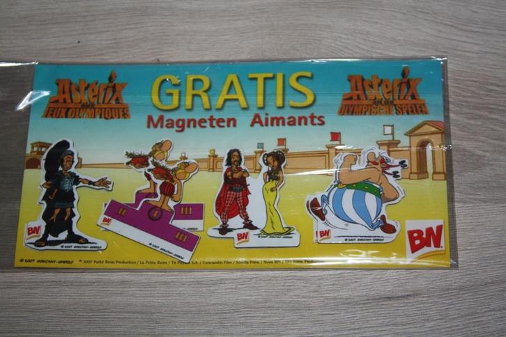 Asterix kaart met 4 magneten ,  2007 , BN koekjes compleet, Verzamelen, Stripfiguren, Zo goed als nieuw, Plaatje, Poster of Sticker