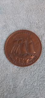 Grande médaille en bronze goélette etoile belle poule, Timbres & Monnaies, Bronze, Enlèvement ou Envoi