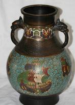 Bronze Vaas cloissonne Japan 31 cm, Antiek en Kunst, Ophalen of Verzenden