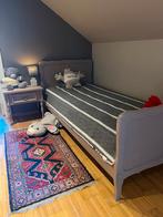 Vintage eiken 1p bed + 2 nachtkastjes latoflex+matras, Huis en Inrichting, Slaapkamer | Bedden, Ophalen, 90 cm, 200 cm, Hout