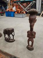 Lot de statuettes bois et masques cuivre provenant du Congo, Antiquités & Art, Enlèvement ou Envoi