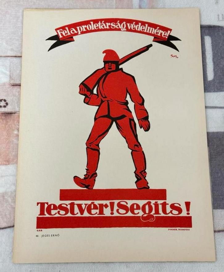 Vintage Antieke Poster Hongarije Hungary origineel Testver!, Antiek en Kunst, Curiosa en Brocante, Ophalen of Verzenden