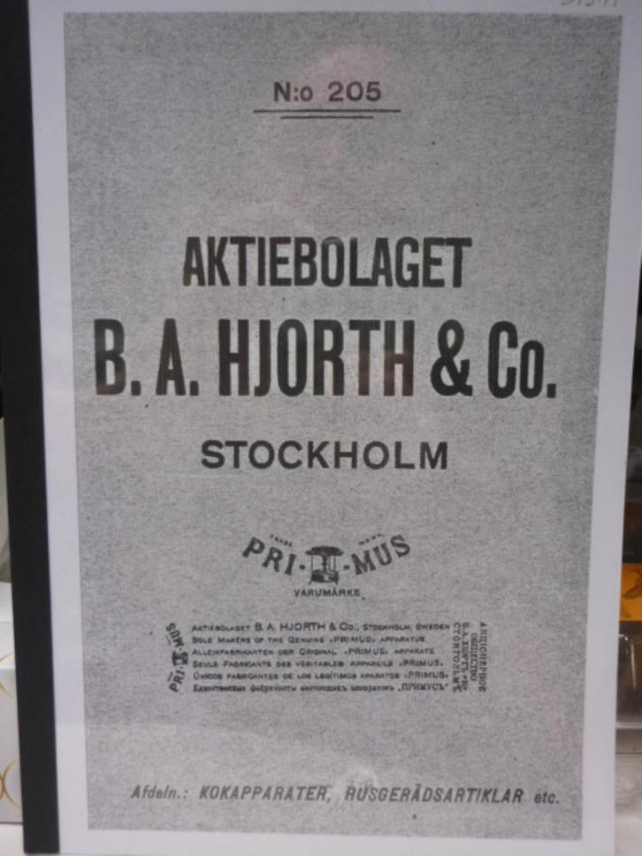 Catalogus n 205 Aktiebolaget B.A. Hjorth & Co. Primus € 32, Antiek en Kunst, Antiek | Gereedschap en Instrumenten, Ophalen of Verzenden