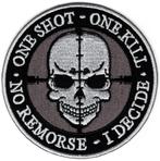 One Shot One kill stoffen opstrijk patch embleem, Collections, Vêtements & Patrons, Envoi, Neuf