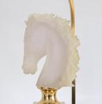 Vintage paardenkop tafellamp / messing hollywood regency, Ophalen