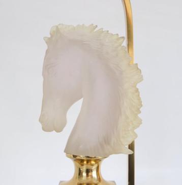Vintage paardenkop tafellamp / messing hollywood regency beschikbaar voor biedingen