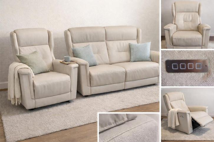 Relax 1 place + canapé 2 places cuir véritable, Maison & Meubles, Canapés | Coins salons complets, Comme neuf, Cuir, Enlèvement