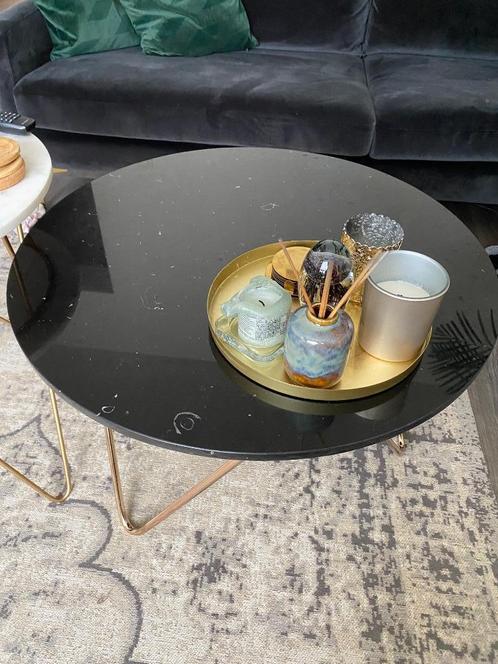 Zwarte Marmeren salontafel van Maison du monde, Maison & Meubles, Tables | Tables de salon, Comme neuf, Moins de 50 cm, 50 à 100 cm