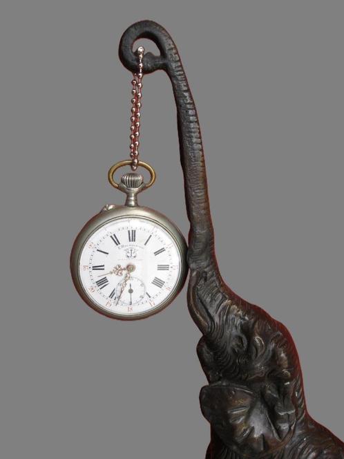 Antieke brons olifant portmontre zakhorloge., Antiek en Kunst, Antiek | Brons en Koper, Brons, Ophalen