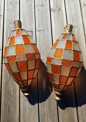 Lampes orientales anciennes en verre et laiton, Enlèvement, Utilisé, Verre