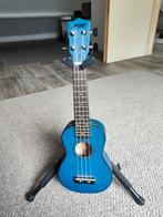 Blauwe ukelele van Morgan Guitars met standaard van Hercules, Musique & Instruments, Enlèvement, Comme neuf