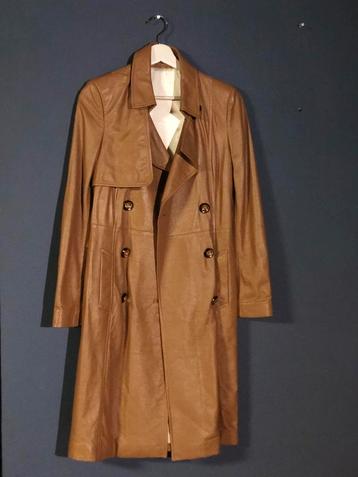 Cognac lederen lange mantel, Enlèvement, Neuf, Taille 38/40 (M), Brun