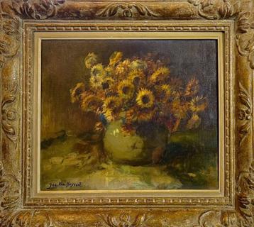 PEINTURE VINTAGE - VASE AVEC FLEURS D'ÉTÉ — HUILE SUR TOILE