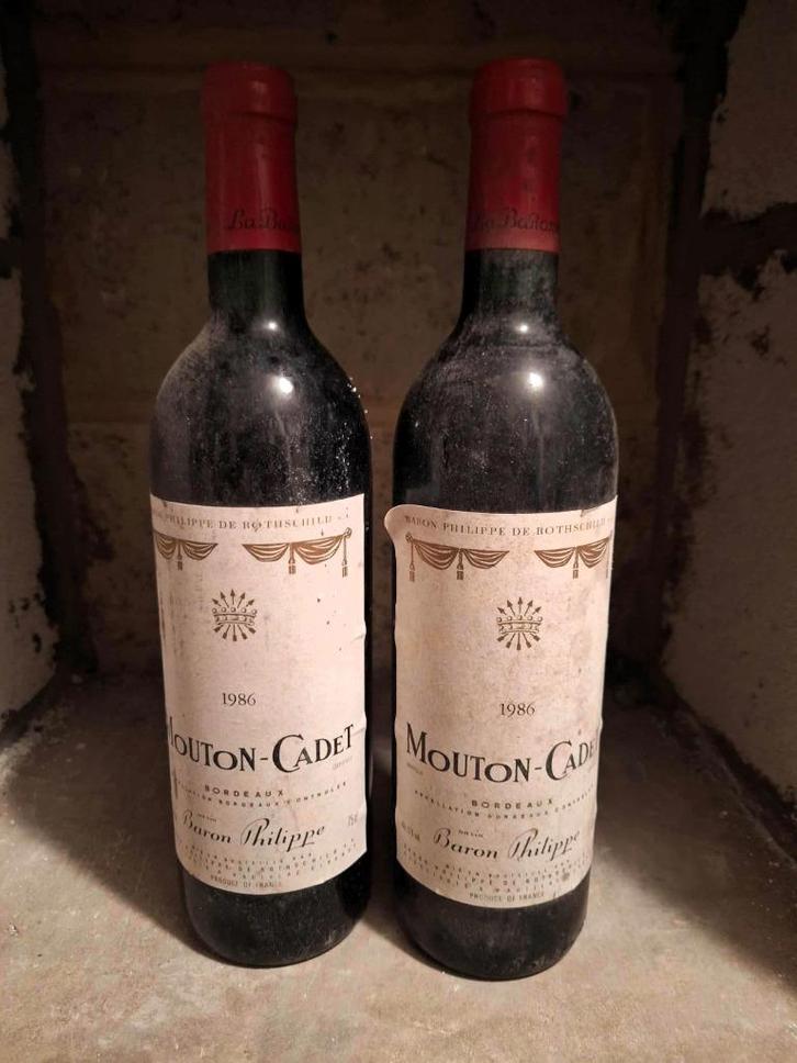 2 Bordeaux Baron Philippe de Rothschild Mouton Cadet 1986, Verzamelen, Wijnen, Nieuw, Rode wijn, Frankrijk, Vol, Ophalen of Verzenden