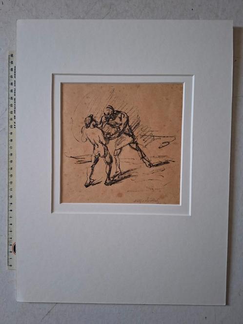 Litho Nelly von Seidlitz "Twee boksers", Antiek en Kunst, Kunst | Litho's en Zeefdrukken, Ophalen of Verzenden