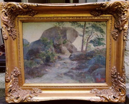 Paul Huet '' Barbizon "' olieverf op doek 30 x 40 cm, Antiek en Kunst, Kunst | Schilderijen | Klassiek, Verzenden