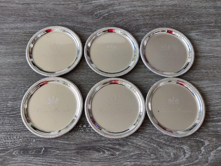 Set van 6 verzilverde onderzetters 'Bernard Massard', Huis en Inrichting, Woonaccessoires | Onderzetters, Zo goed als nieuw, Glas of Kopje