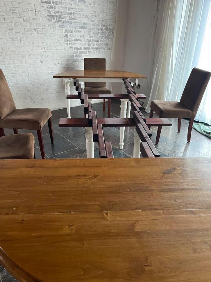 Ronde tafel uittrekbaar voor 17 personen, Huis en Inrichting, Tafels | Eettafels, Gebruikt, Vijf personen of meer, Rond, Kersenhout