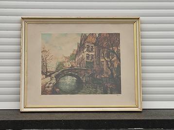 gravure bruges signe jef codron, Antiquités & Art, Enlèvement ou Envoi