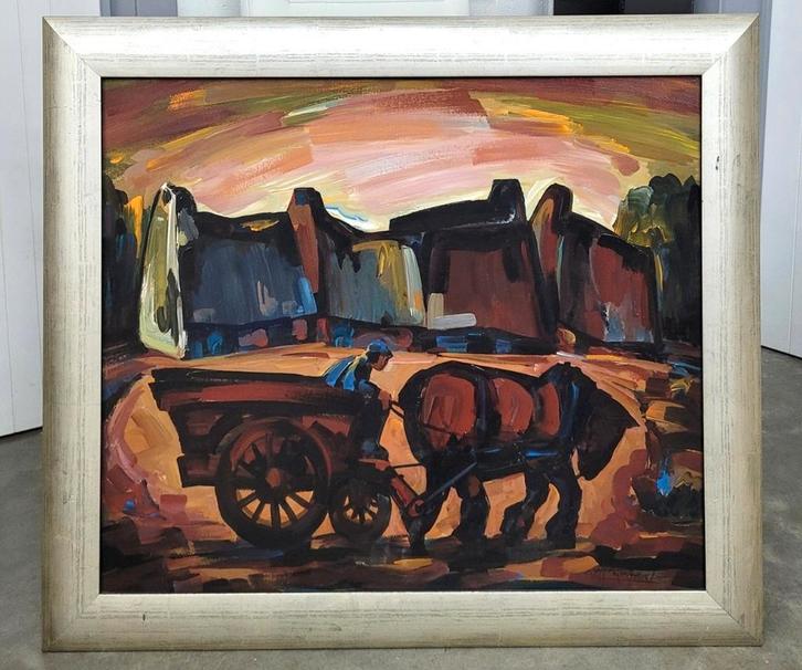 Nest MARTENS, Met paard en kar, Antiek en Kunst, Kunst | Schilderijen | Klassiek, Ophalen of Verzenden