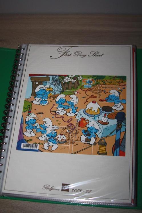 De Smurfen first day sheet , 2008 , Belgium afstempeling vel, Verzamelen, Stripfiguren, Nieuw, Overige typen, Smurfen, Ophalen of Verzenden