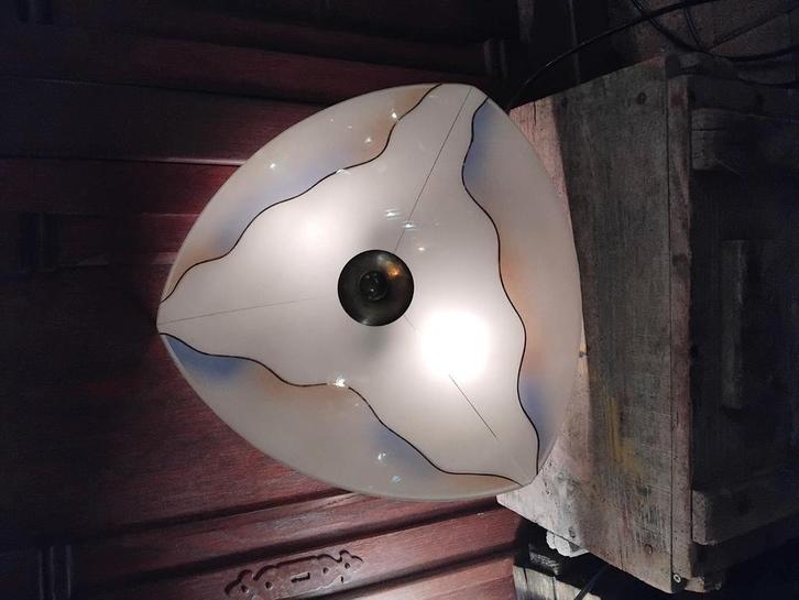 vintage,  retro plafondlamp 50's/ 60's, Huis en Inrichting, Lampen | Plafondlampen, Gebruikt, Glas, Metaal, Ophalen of Verzenden