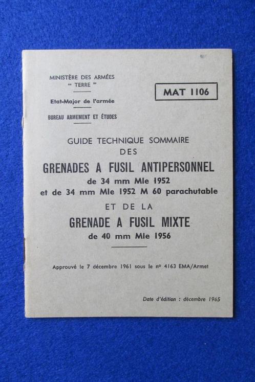 Reglement MAT 1106 'Grenades a fusil Antipersonnel' 1963, Verzamelen, Militaria | Algemeen, Verzenden