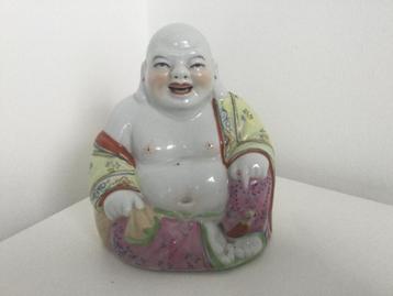 Statue de Boudha rieur famille rose porcelainede Jingdezhen
