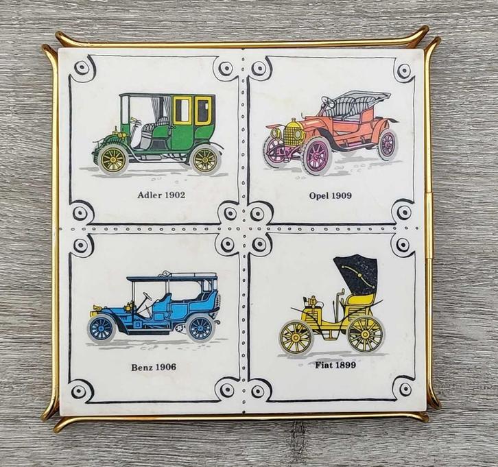 Onderzetter thematische oude auto's Adler Opel Benz Fiat, Huis en Inrichting, Woonaccessoires | Onderzetters, Gebruikt, Pot of Pan