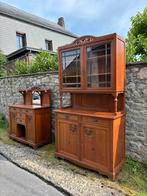 Twee eikenhouten meubelen art nouveau dressoir, Gebruikt, 100 tot 150 cm, Eikenhout, Ophalen